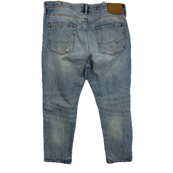 American Eagle Jeans Mens 36x30 Slim Straight Leg Medium Blue Denim Distressed - Picture 4 of 9